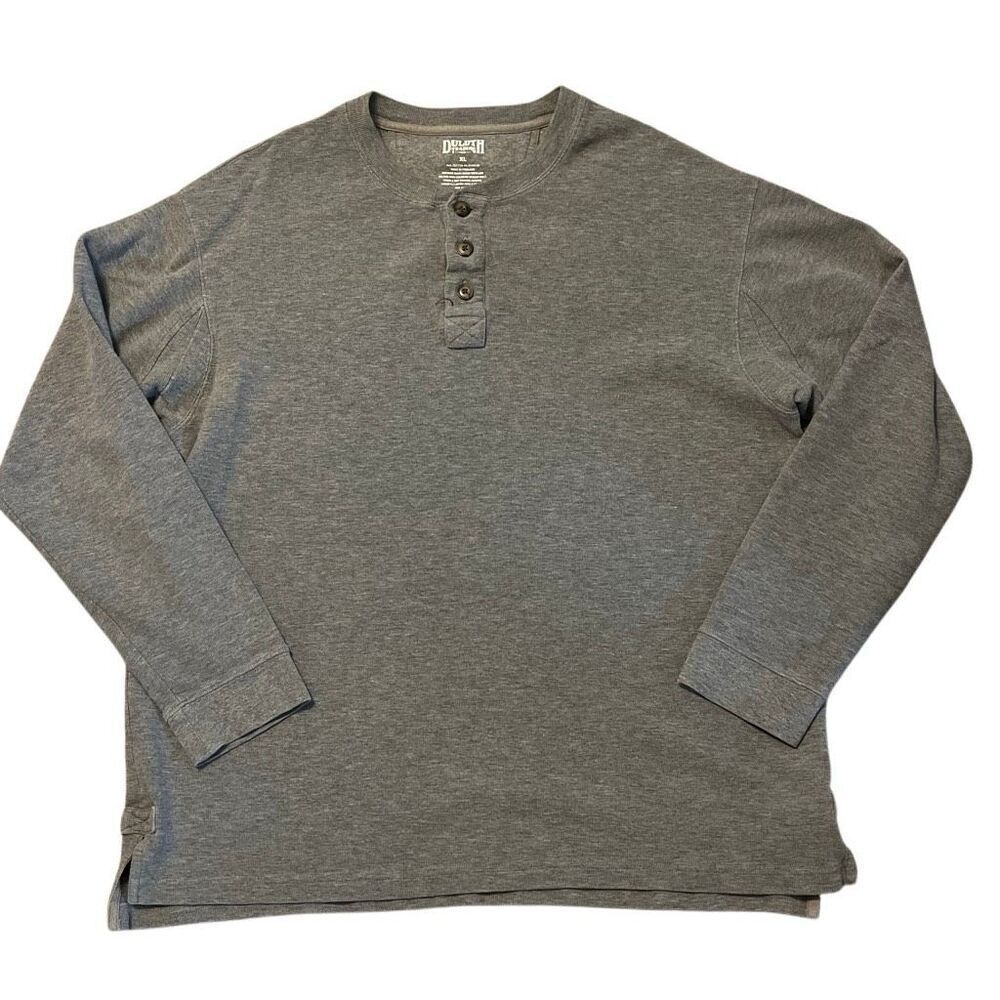 Duluth Trading Company Gray Thermal Henley Long Sleeve Shirt XL